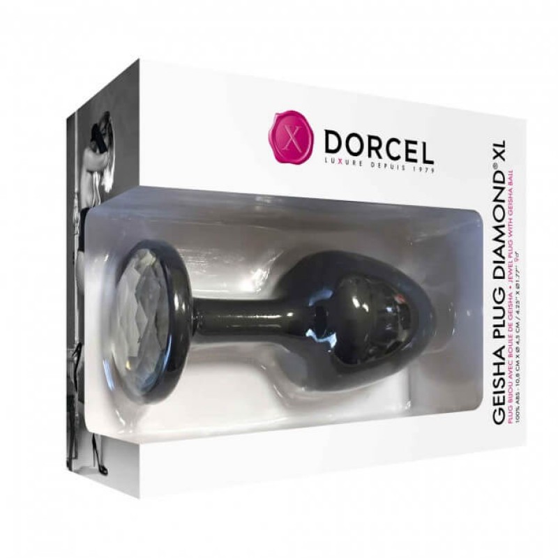 Dorcel Geisha Plug Diamond XL - fehér köves anál plug (fekete) 50968 termék bemutató kép