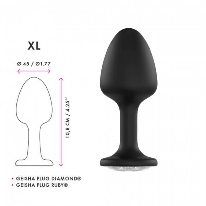 Dorcel Geisha Plug Diamond XL - fehér köves anál plug (fekete) 50969 termék bemutató kép
