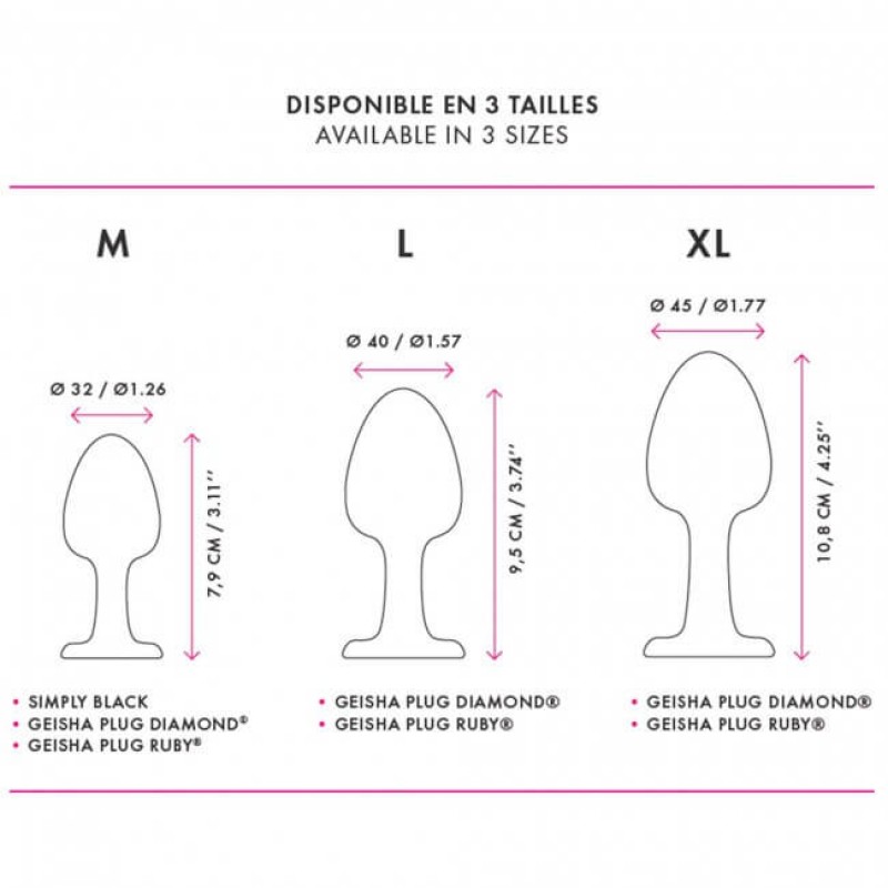 Dorcel Geisha Plug Diamond XL - fehér köves anál plug (fekete) 50971 termék bemutató kép