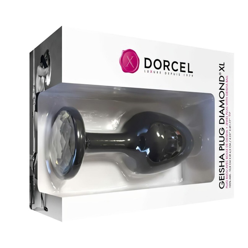 Dorcel Geisha Plug Diamond XL - fehér köves anál plug (fekete) 99013 termék bemutató kép