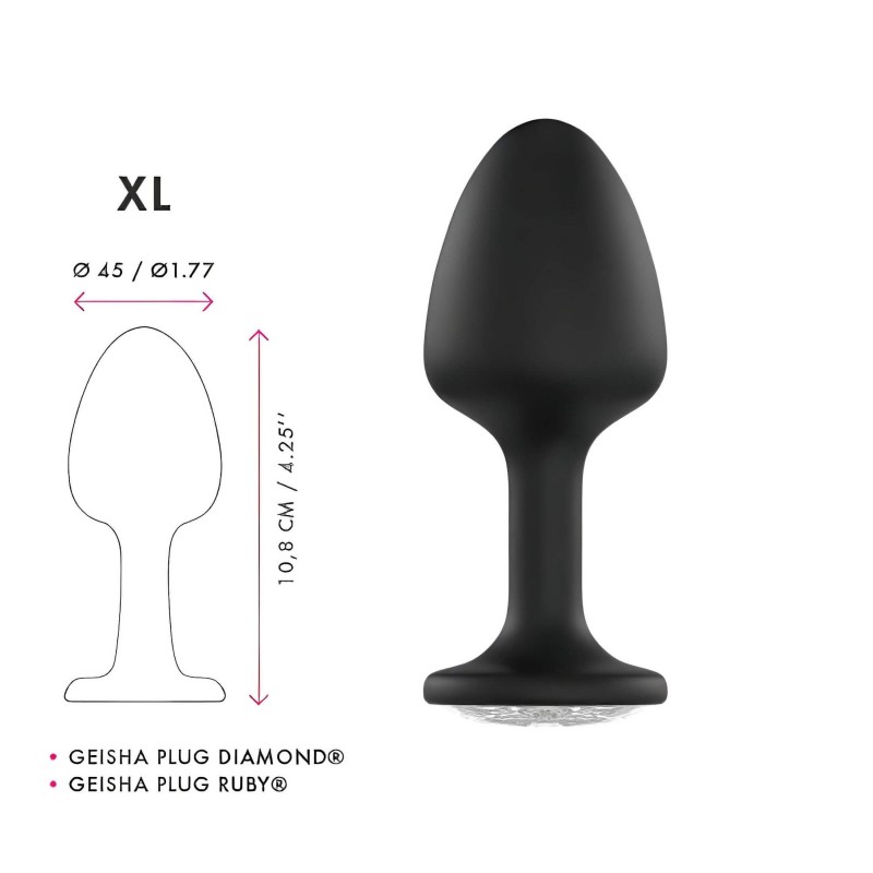Dorcel Geisha Plug Diamond XL - fehér köves anál plug (fekete) 99014 termék bemutató kép