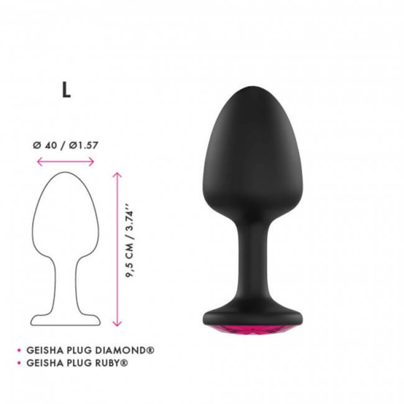Dorcel Geisha Plug Ruby L - pink köves anál plug (fekete) 50914 termék bemutató kép