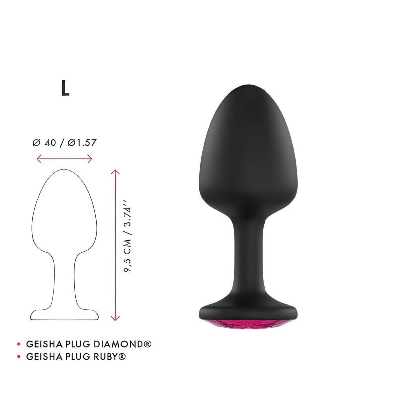 Dorcel Geisha Plug Ruby L - pink köves anál plug (fekete) 99009 termék bemutató kép