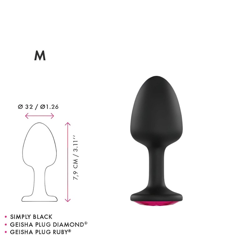 Dorcel Geisha Plug Ruby M - pink köves anál plug (fekete) 98967 termék bemutató kép