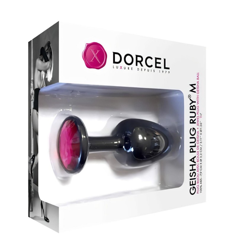 Dorcel Geisha Plug Ruby M - pink köves anál plug (fekete) 98971 termék bemutató kép