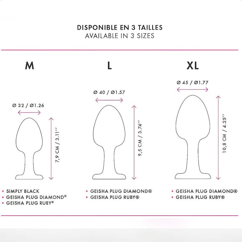 Dorcel Geisha Plug Ruby M - pink köves anál plug (fekete) 98973 termék bemutató kép