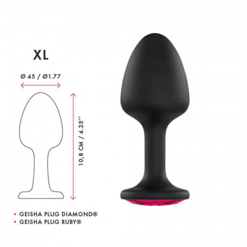 Dorcel Geisha Plug Ruby XL - pink köves anál plug (fekete) 50973 termék bemutató kép