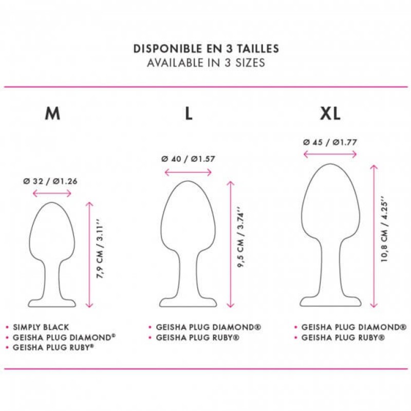 Dorcel Geisha Plug Ruby XL - pink köves anál plug (fekete) 50975 termék bemutató kép