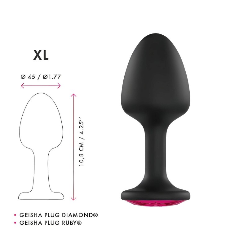 Dorcel Geisha Plug Ruby XL - pink köves anál plug (fekete) 99018 termék bemutató kép