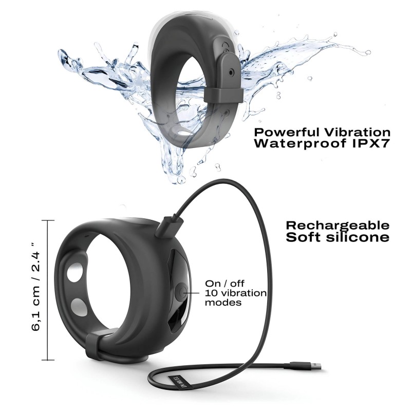 Dorcel - vibrációs, állítható péniszgyűrű (fekete) 97612 termék bemutató kép