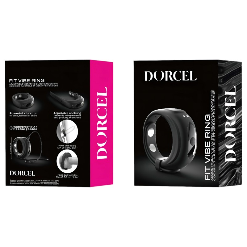 Dorcel - vibrációs, állítható péniszgyűrű (fekete) 97615 termék bemutató kép
