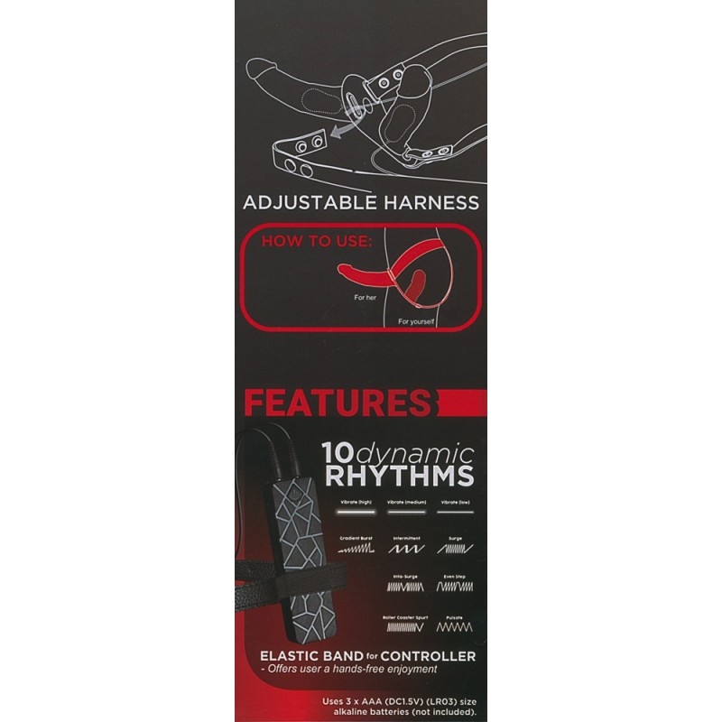 Double Thruster - felcsatolható dupla vibrátor (fekete) 21427 termék bemutató kép