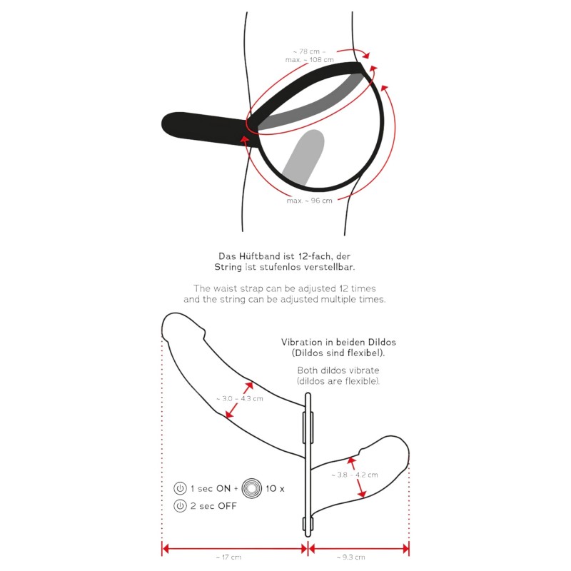 Double Thruster - felcsatolható dupla vibrátor (fekete) 98011 termék bemutató kép