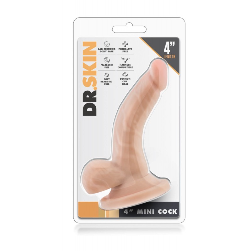 Dr. Skin 4 - tapadókorongos, herés élethű dildó - natúr (12cm) 78337 termék bemutató kép