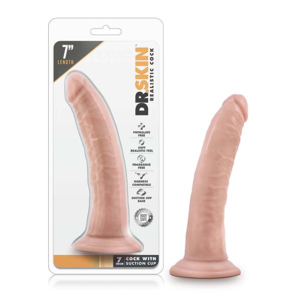 Dr. Skin 7,5 - tapadókorongos élethű dildó - natúr (17,5cm)