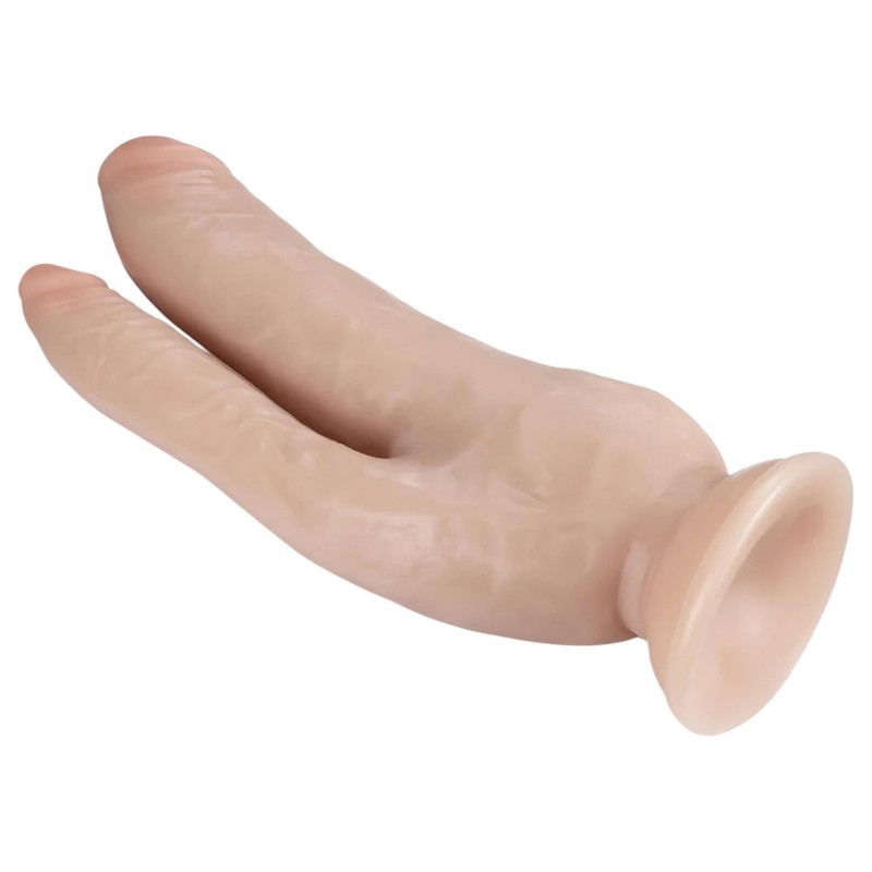 Dr. Skin 8 - tapadókorongos dupla dildó (testszínű) 142594 termék bemutató kép