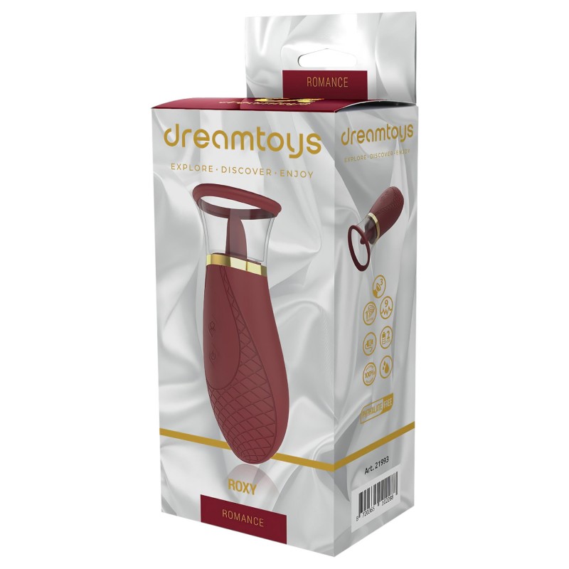 Dreamtoys Roxy - szívó-nyaló vibrátor (bordó) 122682 termék bemutató kép