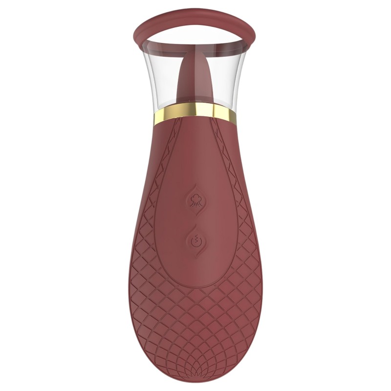 Dreamtoys Roxy - szívó-nyaló vibrátor (bordó) 122683 termék bemutató kép