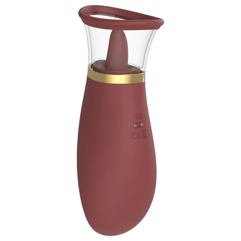 Dreamtoys Roxy - szívó-nyaló vibrátor (bordó) 122685 termék bemutató kép