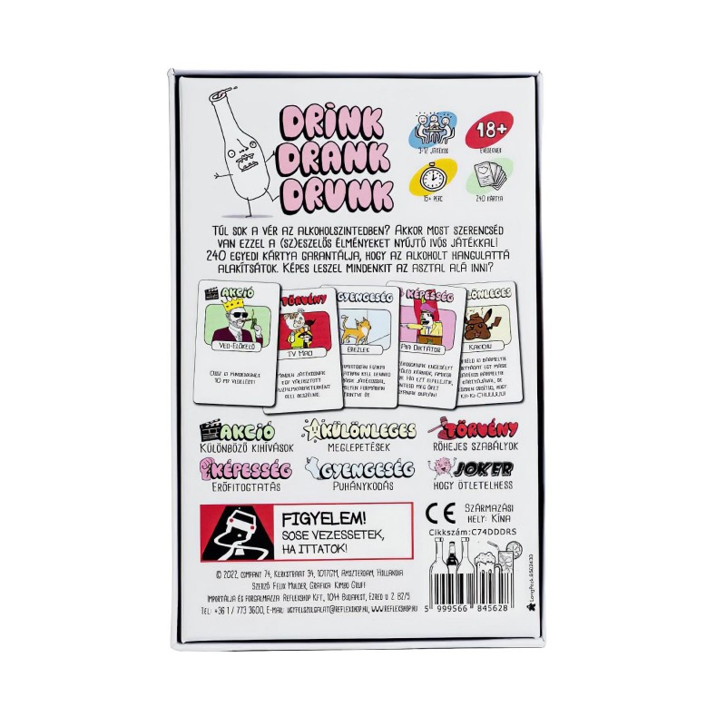 Drink Drank Drunk társasjáték - ivós party kellék (magyar) 108841 termék bemutató kép