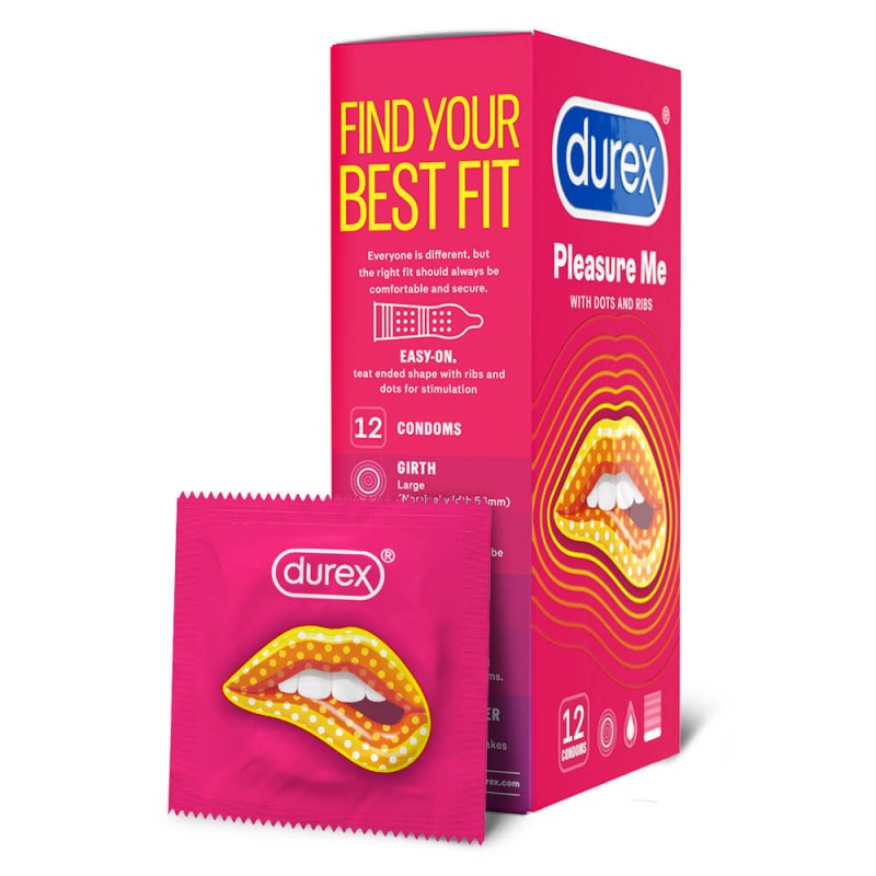 Durex Pleasure Me - bordázott-pontozott óvszer (12db) 40024 termék bemutató kép