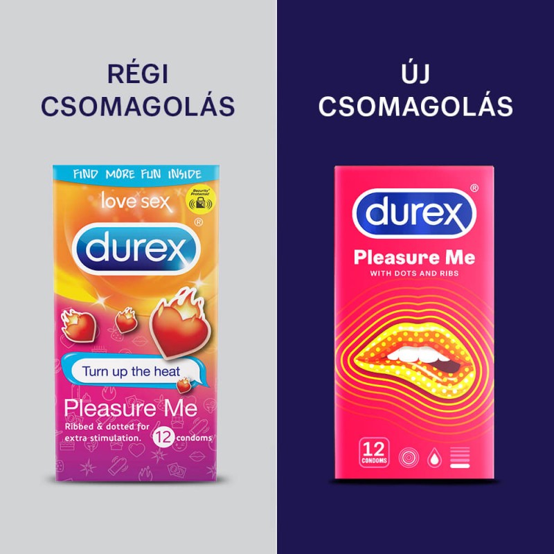 Durex Pleasure Me - bordázott-pontozott óvszer (12db) 49558 termék bemutató kép