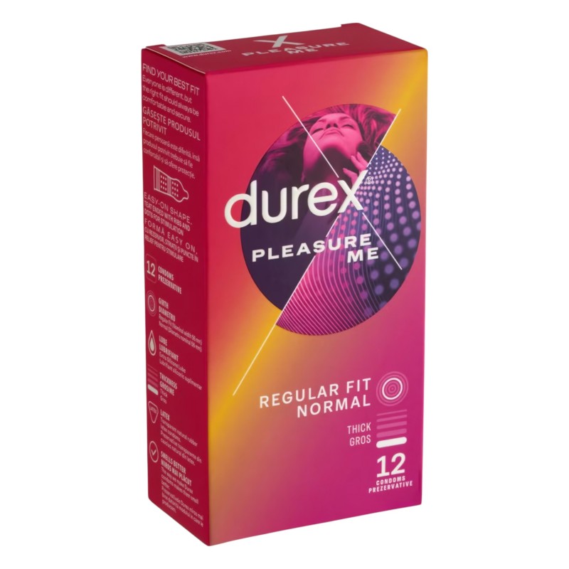 Durex Pleasure Me - bordázott-pontozott óvszer (12db) 108562 termék bemutató kép
