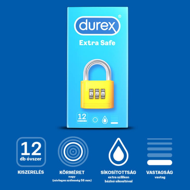 Durex extra safe - biztonságos óvszer (12db) 40996 termék bemutató kép