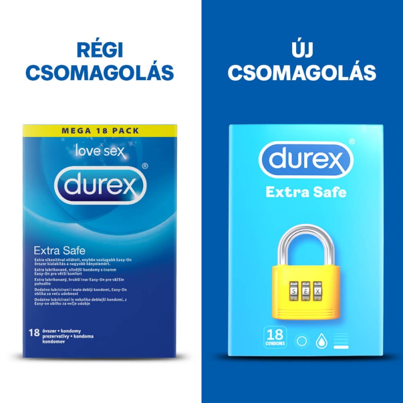 Durex Extra Safe - biztonságos óvszer (18db) 49542 termék bemutató kép