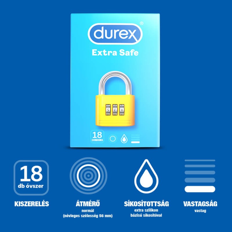 Durex Extra Safe - biztonságos óvszer (18db) 49544 termék bemutató kép