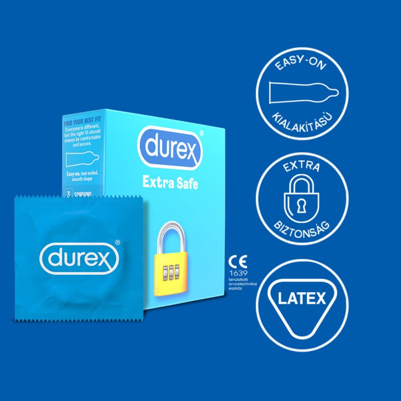 Durex Extra Safe - biztonságos óvszer (3db) 49580 termék bemutató kép