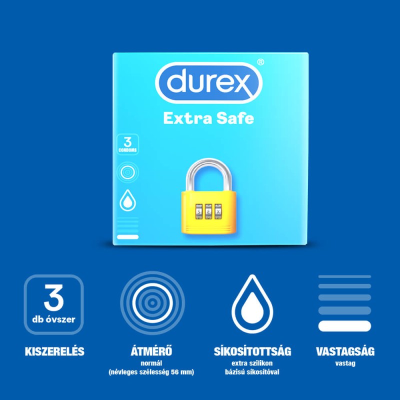 Durex Extra Safe - biztonságos óvszer (3db) 49581 termék bemutató kép