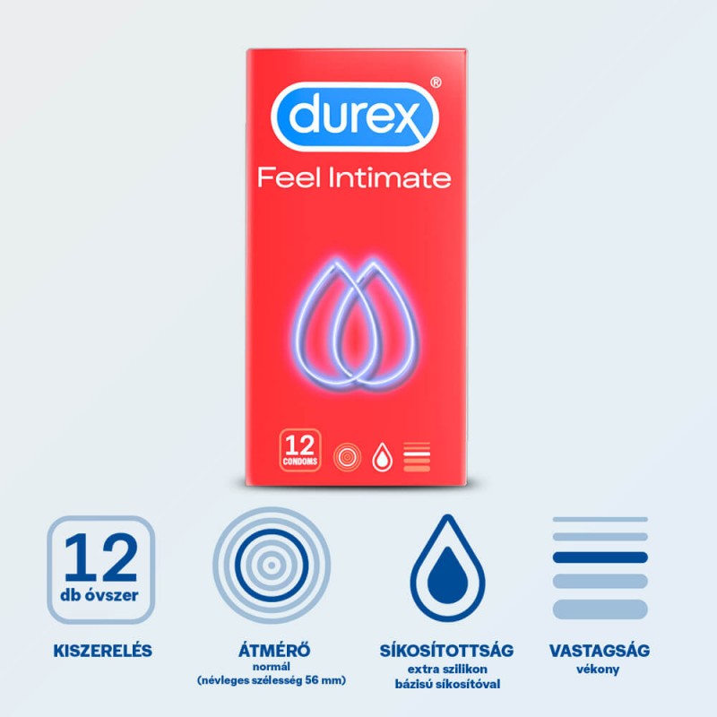Durex Feel Intimate - vékonyfalú óvszer (12db) 49526 termék bemutató kép