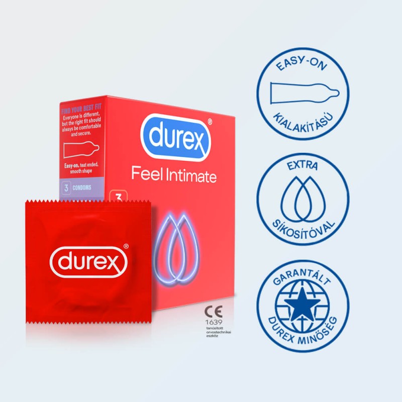 Durex Feel Intimate - vékonyfalú óvszer (3db) 49520 termék bemutató kép