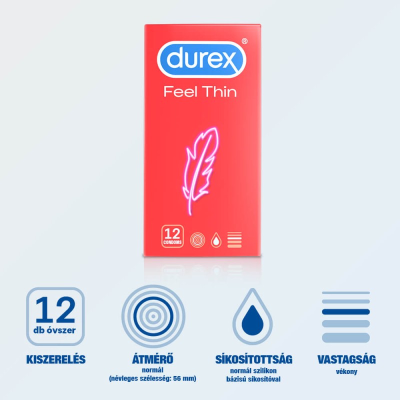 Durex Feel Thin - élethű érzés óvszer (12db) 72732 termék bemutató kép