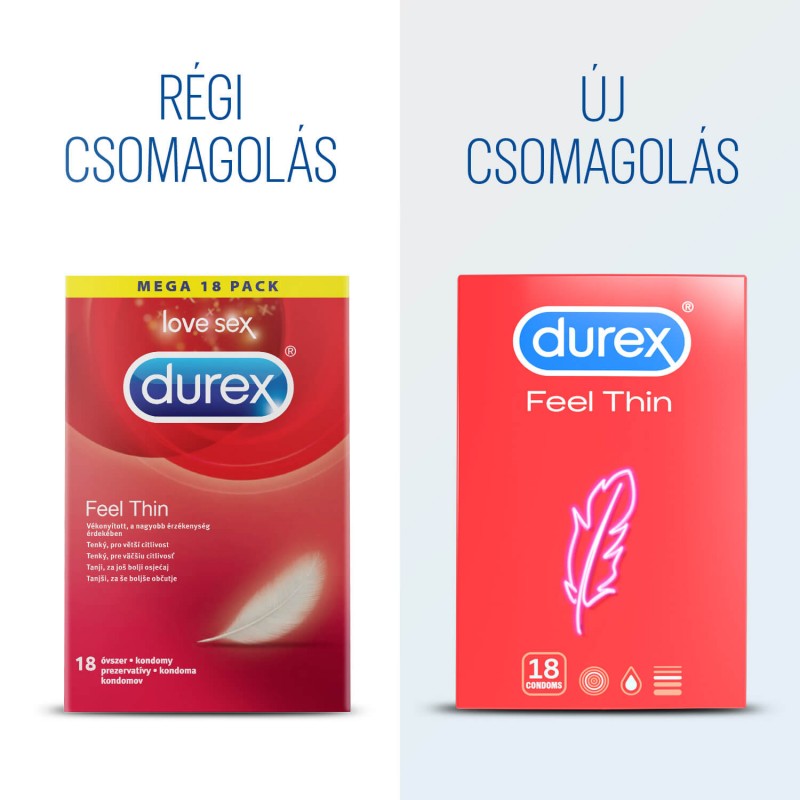 Durex Feel Thin - élethű érzés óvszer (18db) 49513 termék bemutató kép