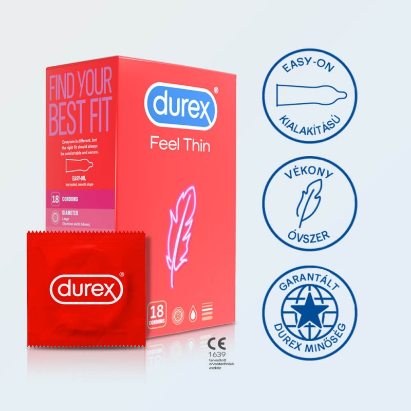 Durex Feel Thin - élethű érzés óvszer (18db) 49514 termék bemutató kép