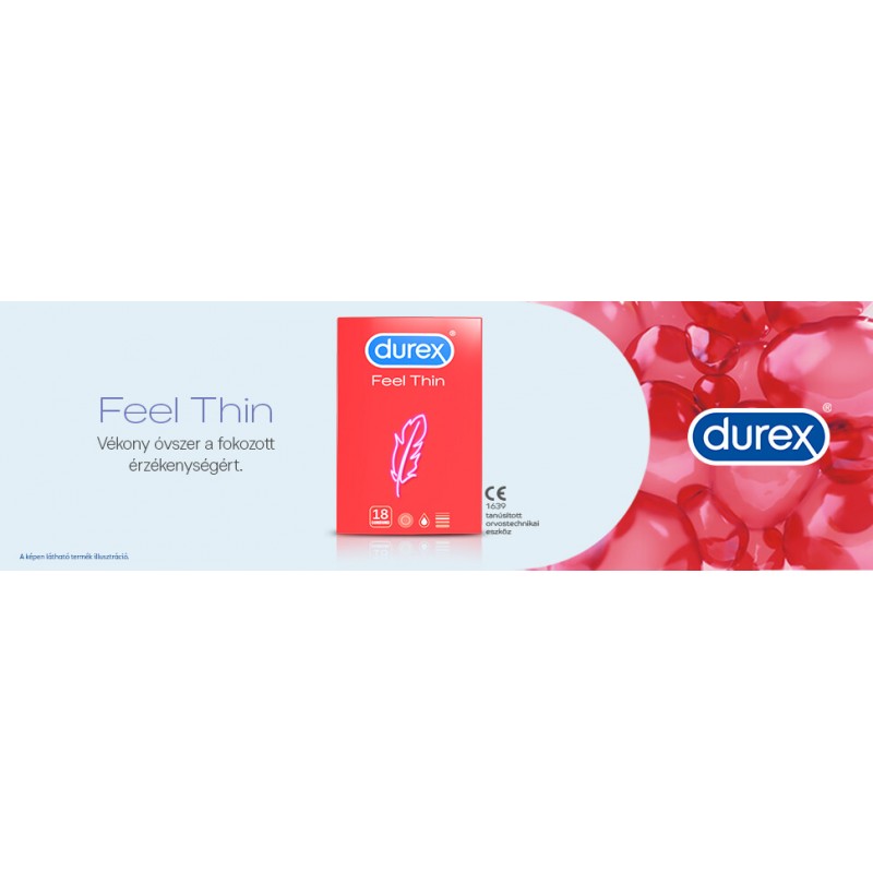 Durex Feel Thin - élethű érzés óvszer (18db) 49516 termék bemutató kép