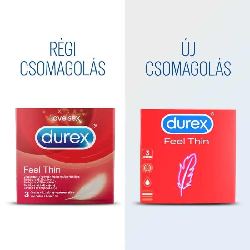Durex Feel Thin - élethű érzés óvszer (3db) 49477 termék bemutató kép