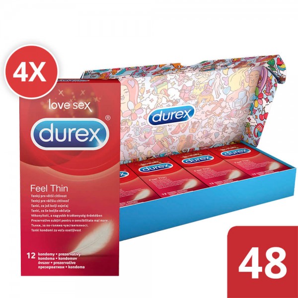 Durex Feel Thin - élethű érzés óvszer csomag (3 x 12db)