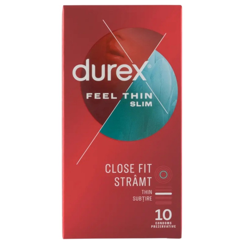 Durex Feel Thin Slim - vékony, szűkebb óvszer élethű érzéssel (10 db) 161821 termék bemutató kép