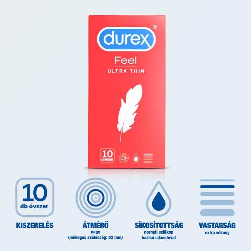 Durex Feel Ultra Thin - ultra élethű óvszer (10db) 49490 termék bemutató kép
