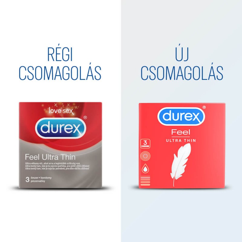Durex Feel Ultra Thin - ultra élethű óvszer (3db) 49590 termék bemutató kép