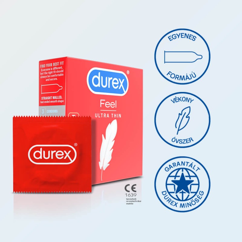 Durex Feel Ultra Thin - ultra élethű óvszer (3db) 49591 termék bemutató kép