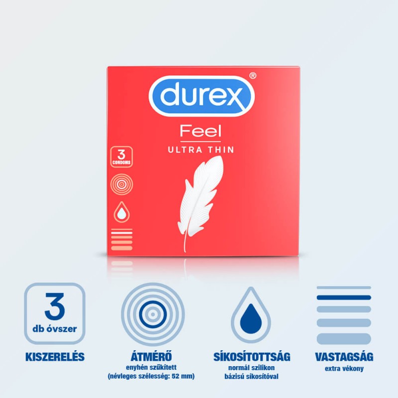 Durex Feel Ultra Thin - ultra élethű óvszer (3db) 49592 termék bemutató kép