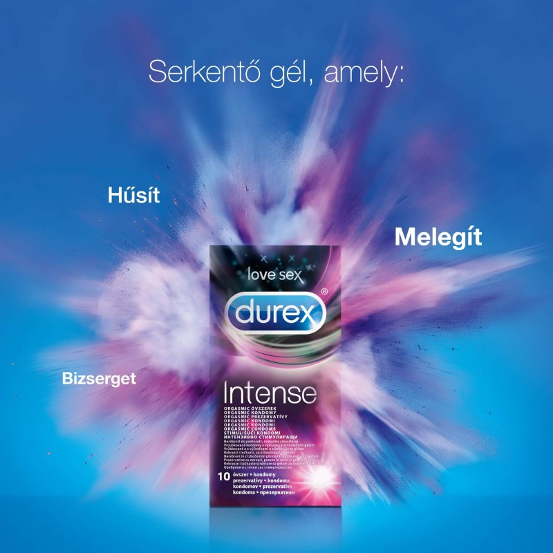 Durex Intense - bordázott és pontozott óvszer (10db) - 43925 termék bemutató kép