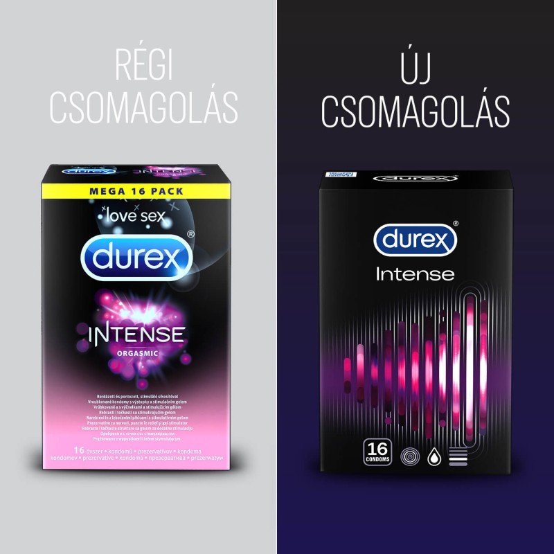 Durex Intense - bordázott és pontozott óvszer (16db) 43934 termék bemutató kép