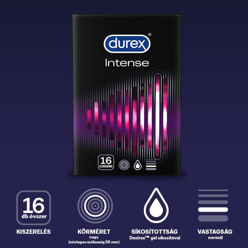 Durex Intense - bordázott és pontozott óvszer (16db) 43935 termék bemutató kép