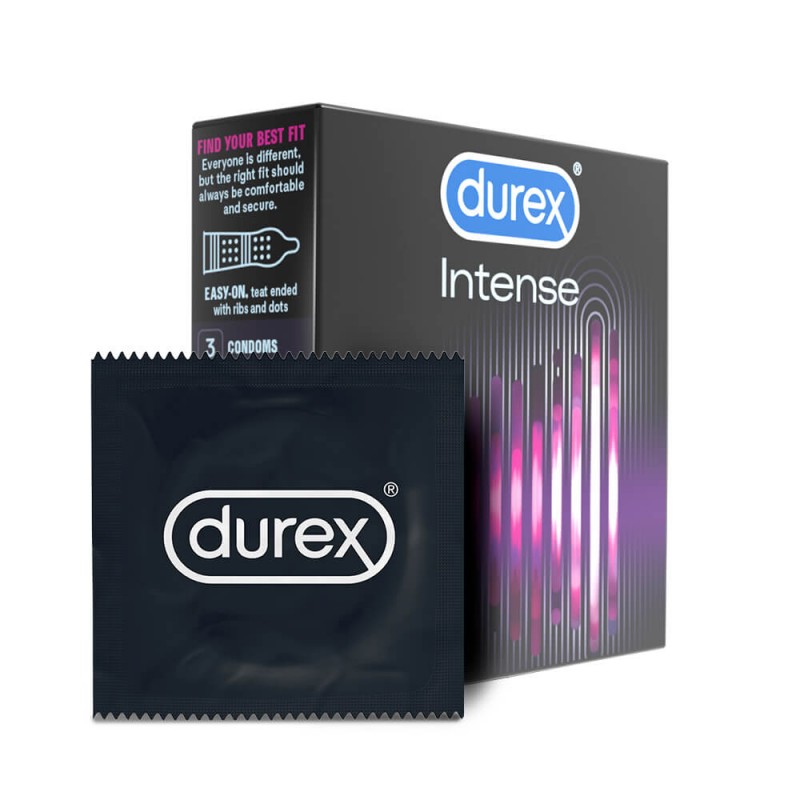Durex Intense - bordázott és pontozott óvszer(3db) - 49552 termék bemutató kép