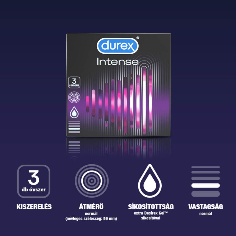 Durex Intense - bordázott és pontozott óvszer(3db) - 49556 termék bemutató kép